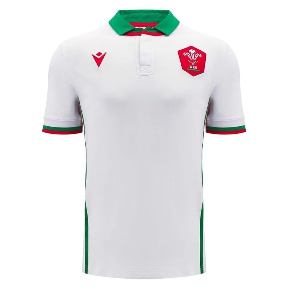 Macron Mens 24/25 Welsh Rugby Union Rugby Shirt / White/Green